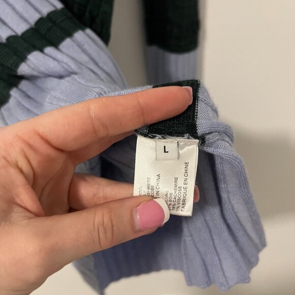 Proenza Schouler Two Toned Blue Ribbed Cardigan Sweater Size Large - Picture 4 of 6